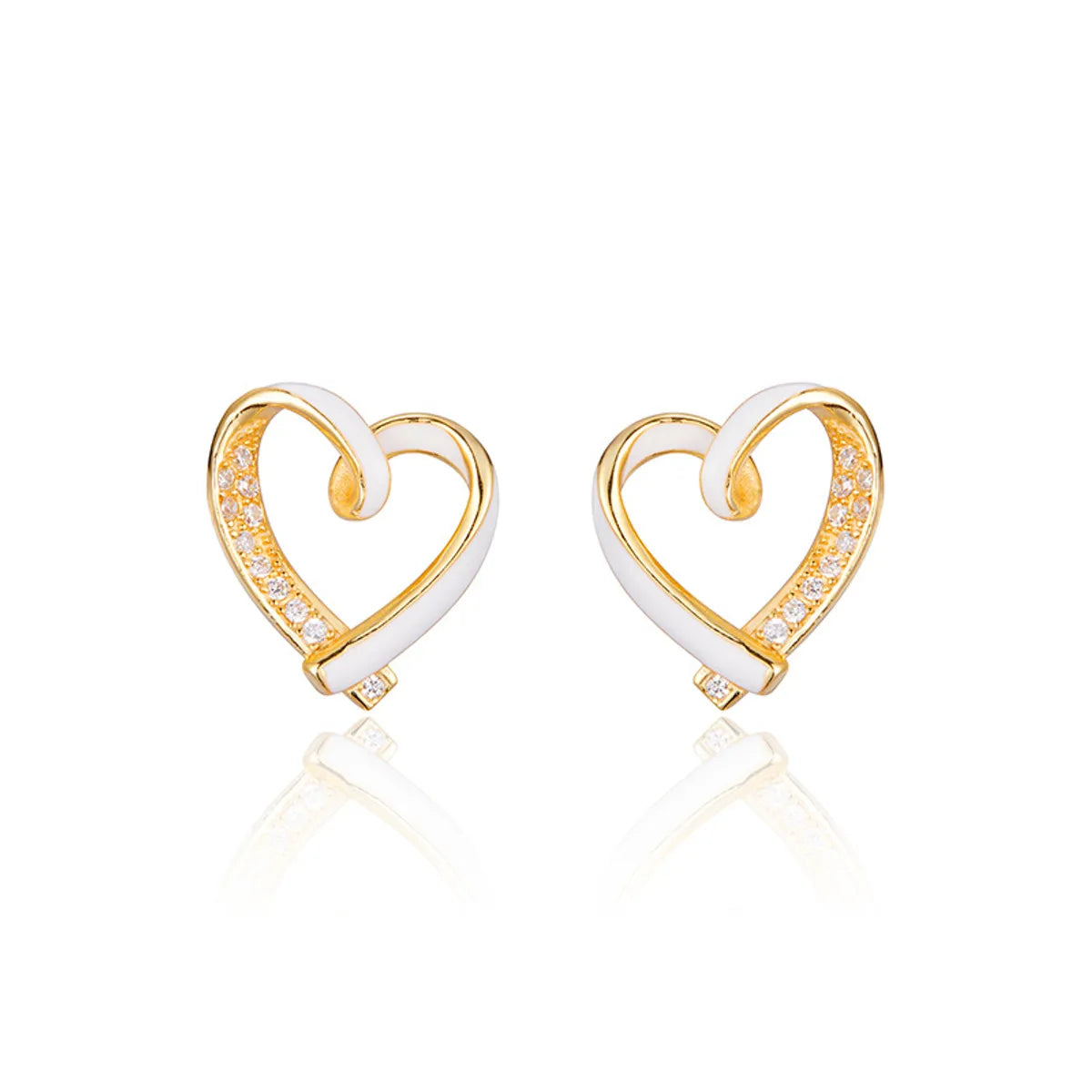 1 Pair Simple Style Heart Shape Inlay Sterling Silver Zircon Ear Studs