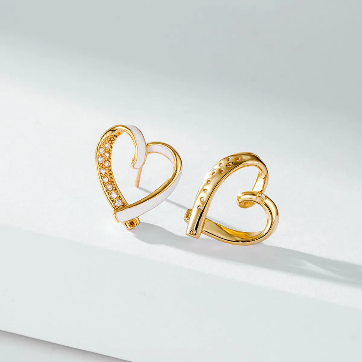 1 Pair Simple Style Heart Shape Inlay Sterling Silver Zircon Ear Studs