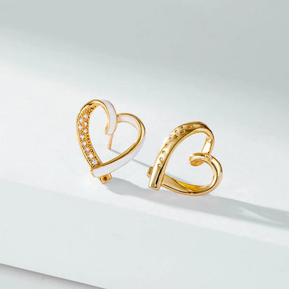 1 Pair Simple Style Heart Shape Inlay Sterling Silver Zircon Ear Studs