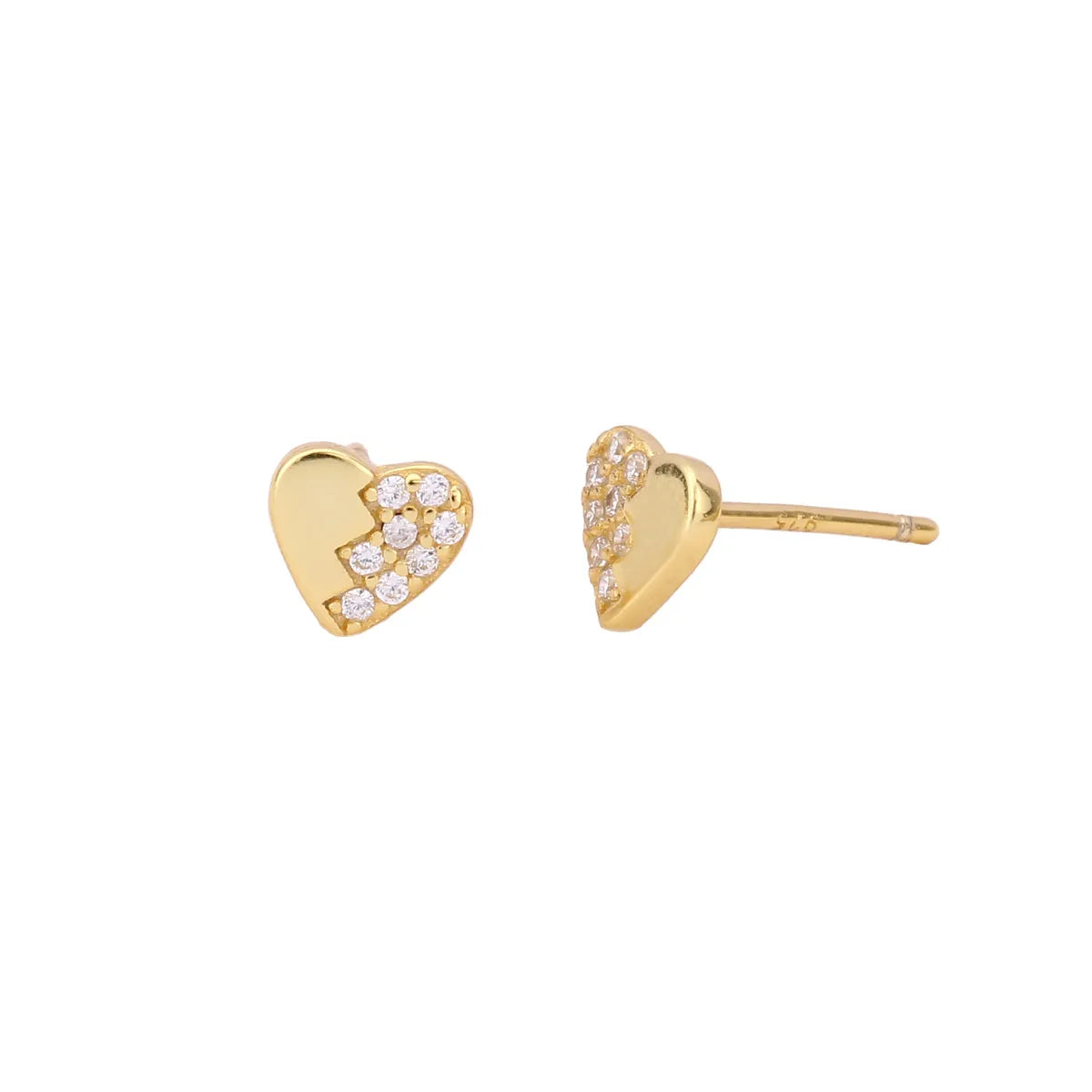 1 Pair Simple Style Heart Shape Inlay Sterling Silver Zircon Ear Studs