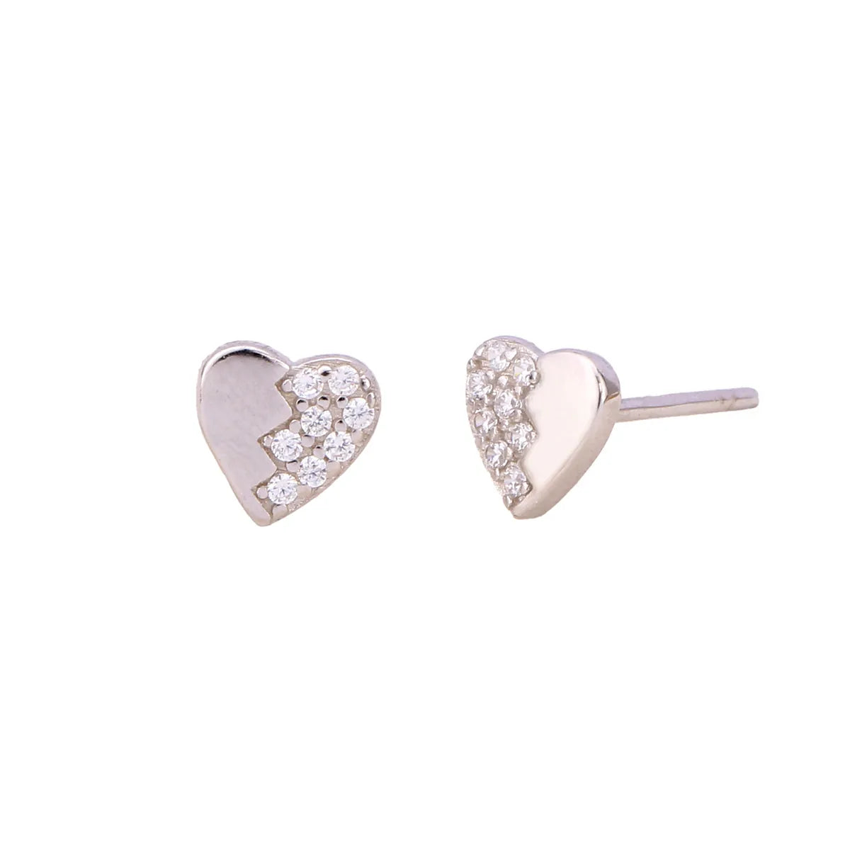 1 Pair Simple Style Heart Shape Inlay Sterling Silver Zircon Ear Studs