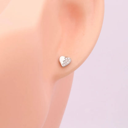 1 Pair Simple Style Heart Shape Inlay Sterling Silver Zircon Ear Studs