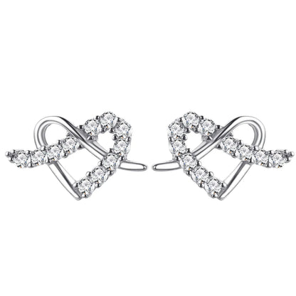 1 Pair Simple Style Heart Shape Inlay Sterling Silver Zircon Ear Studs