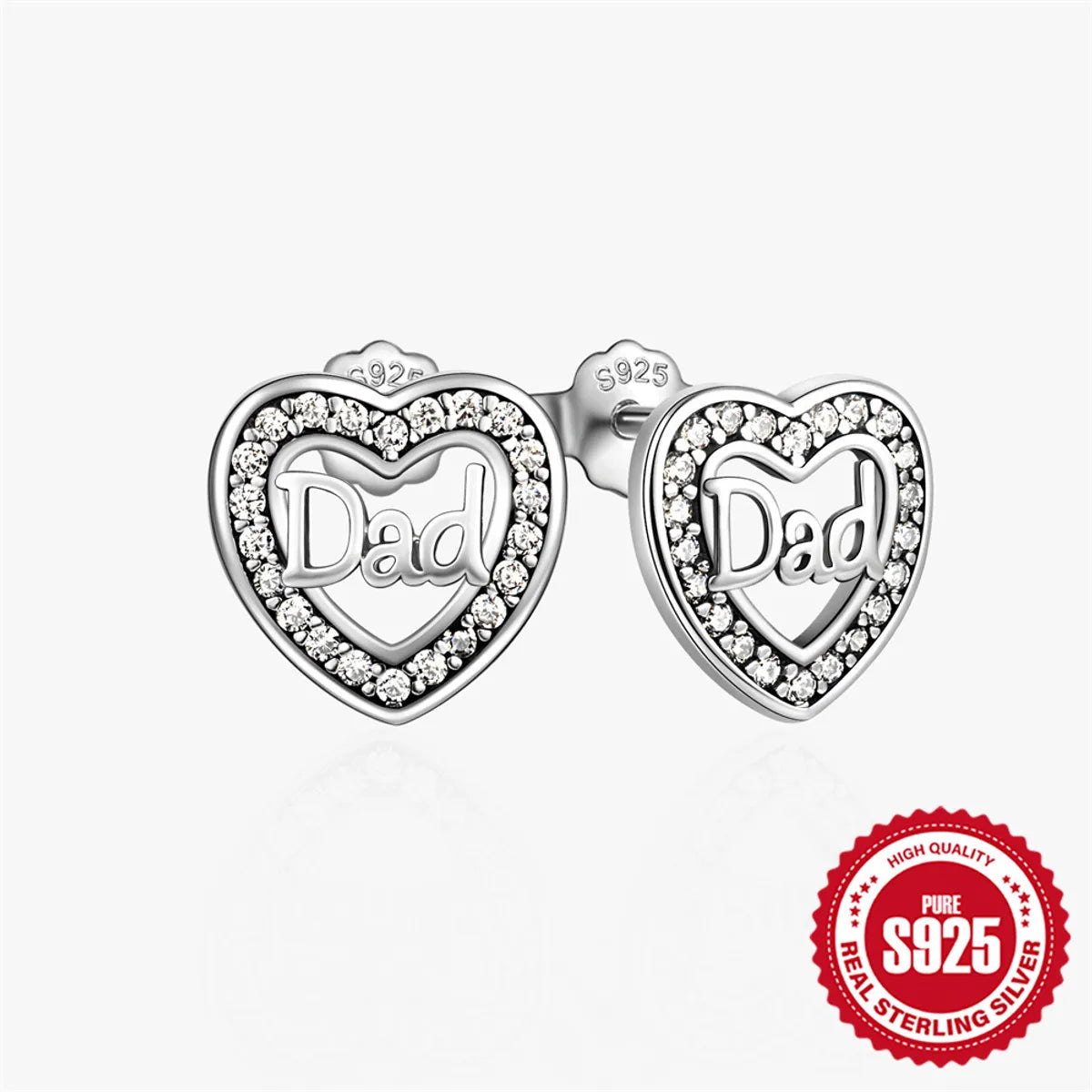 1 Pair Simple Style Heart Shape Inlay Sterling Silver Zircon Ear Studs