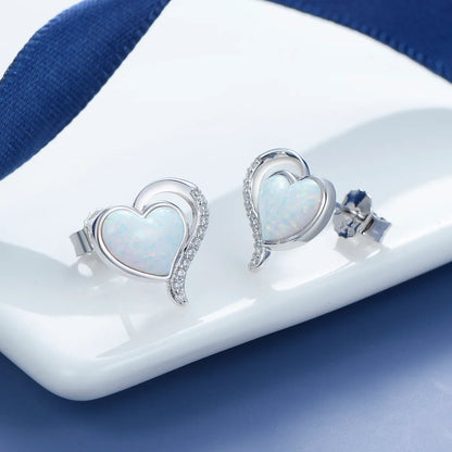 1 Pair Simple Style Heart Shape Inlay Sterling Silver Zircon Ear Studs