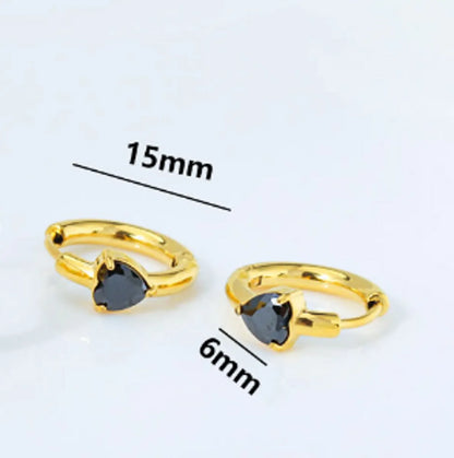 1 Pair Simple Style Heart Shape Inlay Titanium Steel Zircon Earrings