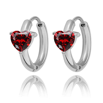 1 Pair Simple Style Heart Shape Inlay Titanium Steel Zircon Earrings