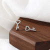 1 Pair Simple Style Heart Shape Key Inlay Sterling Silver Zircon Ear Studs