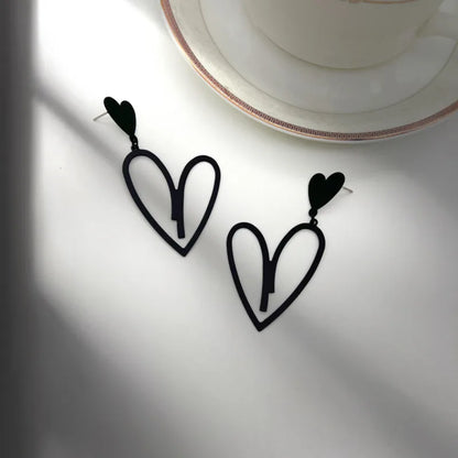 1 Pair Simple Style Heart Shape Metal Drop Earrings