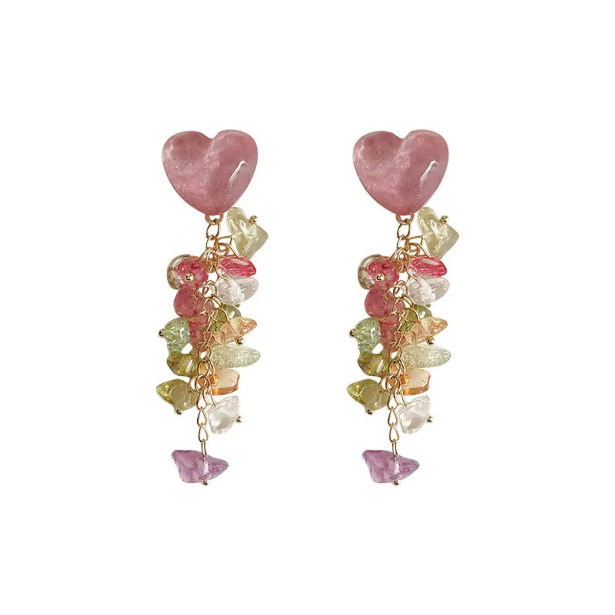 1 Pair Simple Style Heart Shape Patchwork Alloy Drop Earrings