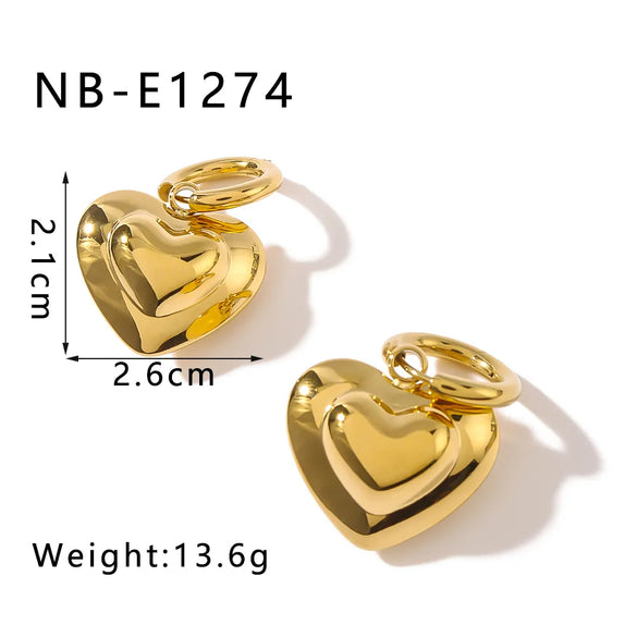 1 Pair Simple Style Heart Shape Plating 304 Stainless Steel 18K Gold Plated Drop Earrings