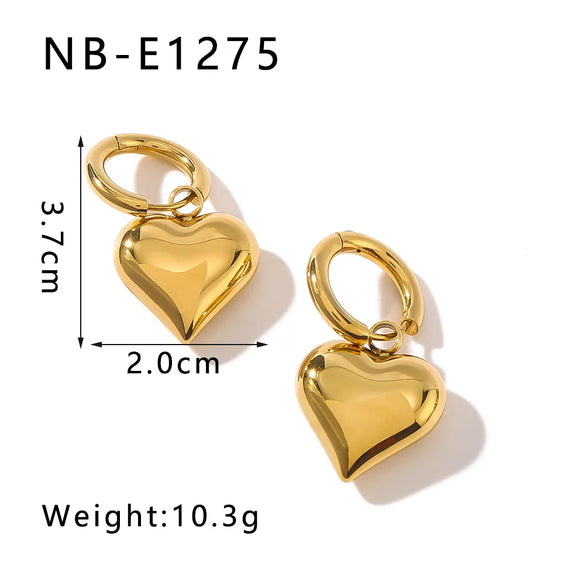 1 Pair Simple Style Heart Shape Plating 304 Stainless Steel 18K Gold Plated Drop Earrings