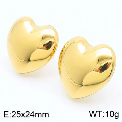 1 Pair Simple Style Heart Shape Plating 304 Stainless Steel 18K Gold Plated Ear Studs