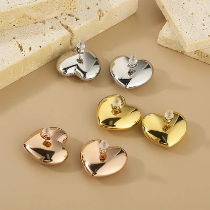 1 Pair Simple Style Heart Shape Plating 304 Stainless Steel 18K Gold Plated Ear Studs