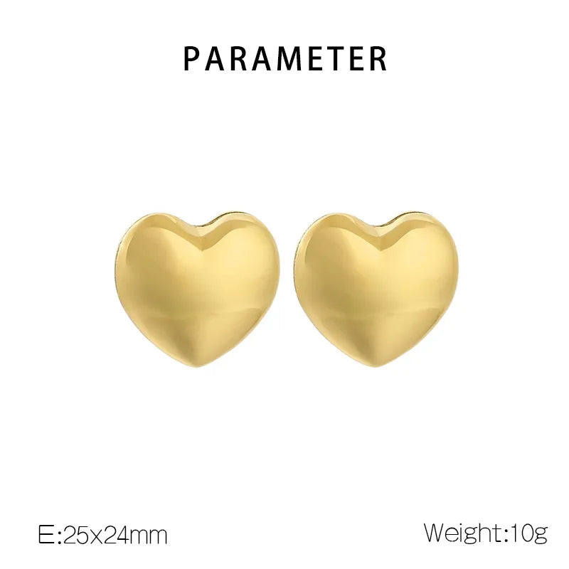 1 Pair Simple Style Heart Shape Plating 304 Stainless Steel 18K Gold Plated Ear Studs