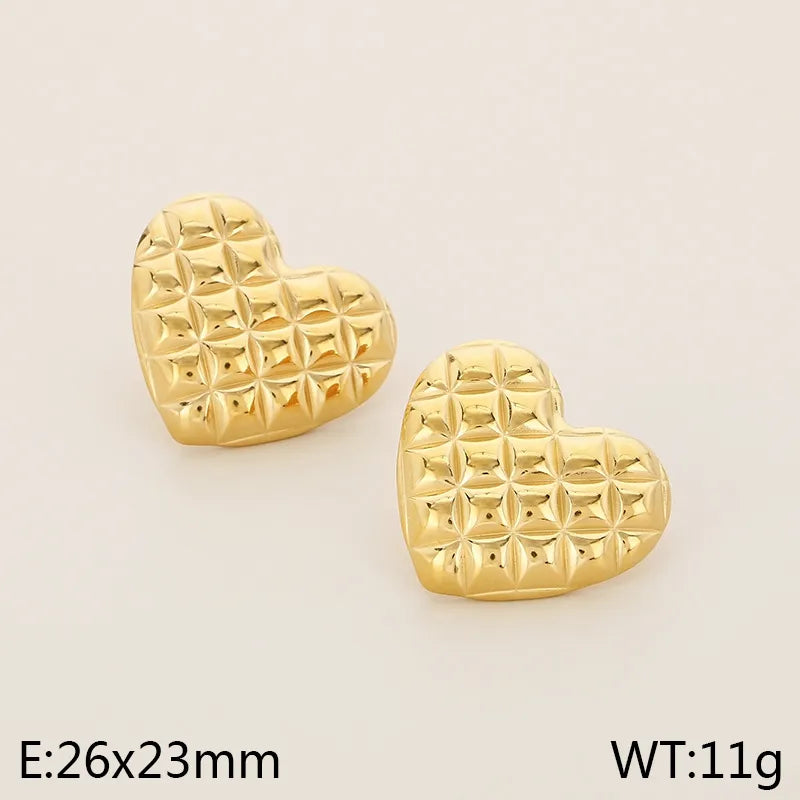 1 Pair Simple Style Heart Shape Plating 304 Stainless Steel 18K Gold Plated Ear Studs