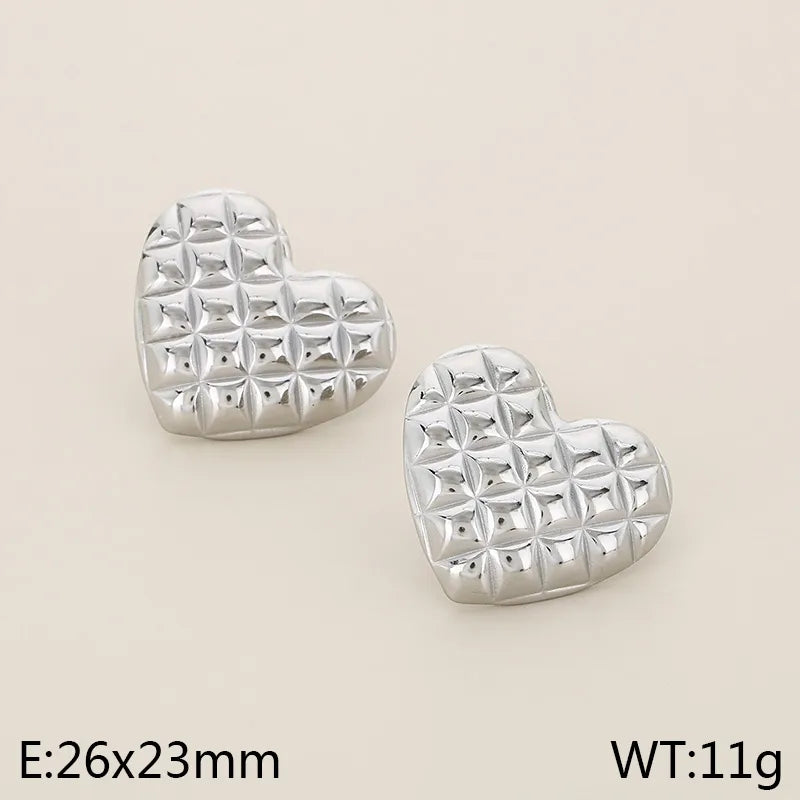 1 Pair Simple Style Heart Shape Plating 304 Stainless Steel 18K Gold Plated Ear Studs