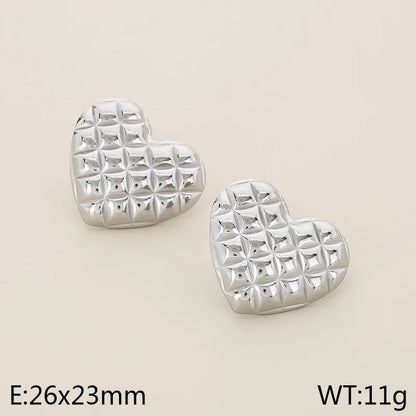 1 Pair Simple Style Heart Shape Plating 304 Stainless Steel 18K Gold Plated Ear Studs