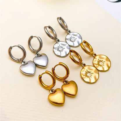 1 Pair Simple Style Heart Shape Plating 304 Stainless Steel Copper Gold Plated Drop Earrings