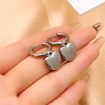 1 Pair Simple Style Heart Shape Plating 304 Stainless Steel Copper Gold Plated Drop Earrings