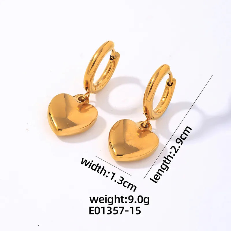 1 Pair Simple Style Heart Shape Plating 304 Stainless Steel Copper Gold Plated Drop Earrings