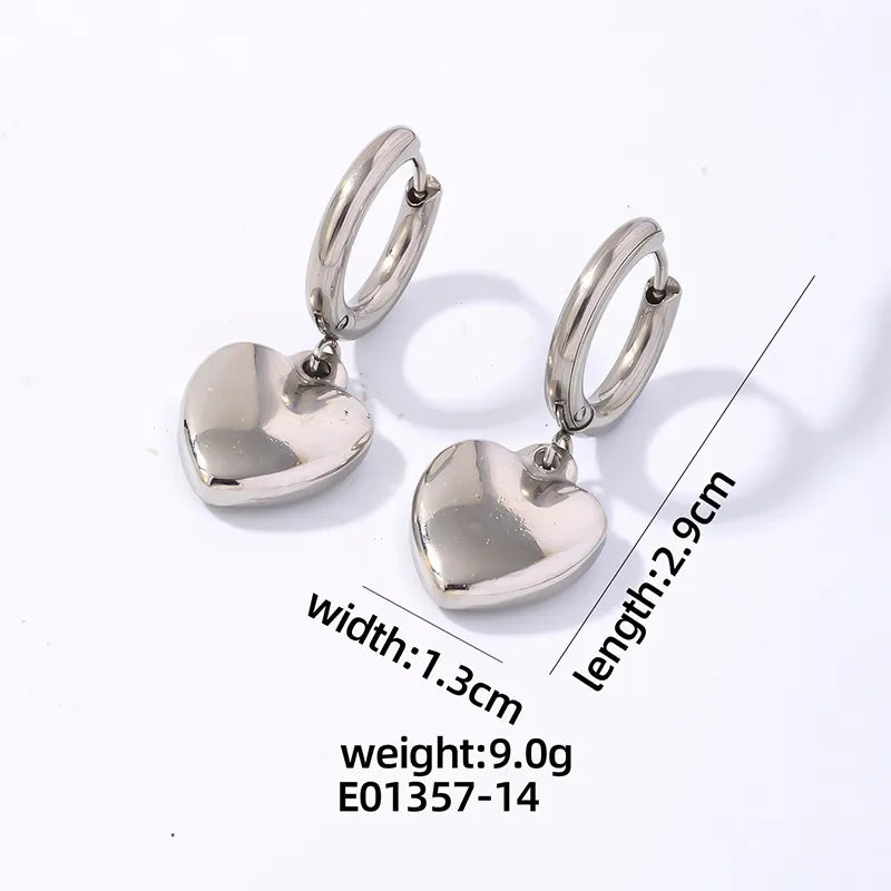 1 Pair Simple Style Heart Shape Plating 304 Stainless Steel Copper Gold Plated Drop Earrings