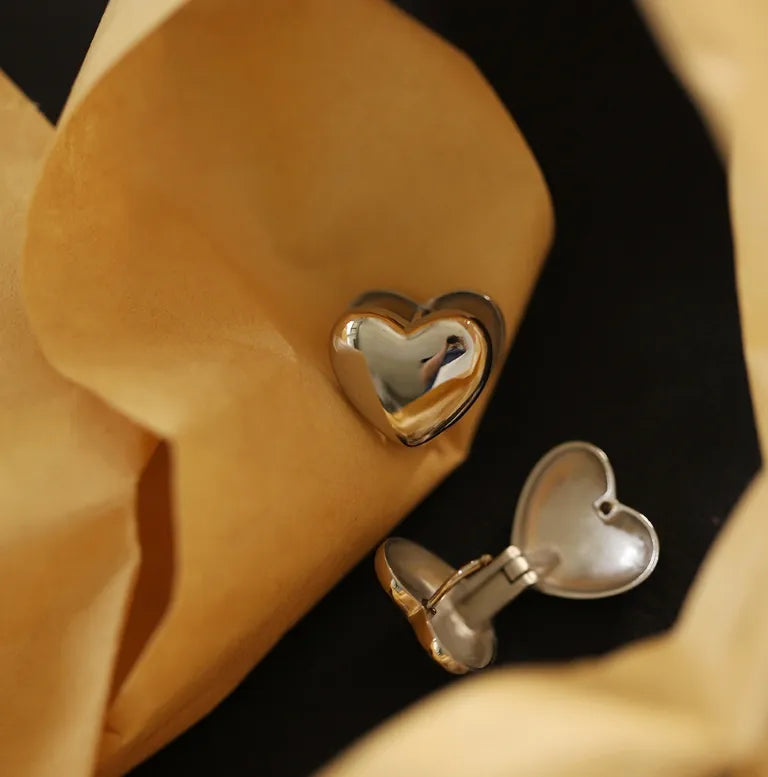 1 Pair Simple Style Heart Shape Plating 304 Stainless Steel Titanium Steel 18K Gold Plated Ear Studs