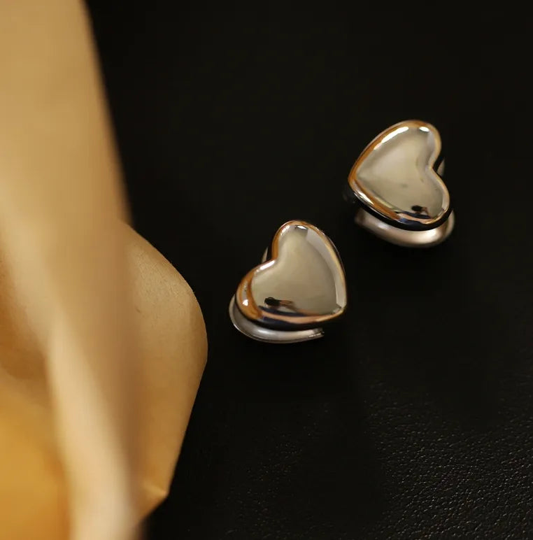 1 Pair Simple Style Heart Shape Plating 304 Stainless Steel Titanium Steel 18K Gold Plated Ear Studs