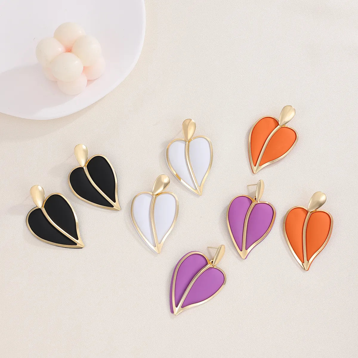 1 Pair Simple Style Heart Shape Plating Alloy 14k Gold Plated Ear Studs