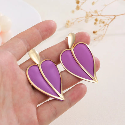 1 Pair Simple Style Heart Shape Plating Alloy 14k Gold Plated Ear Studs