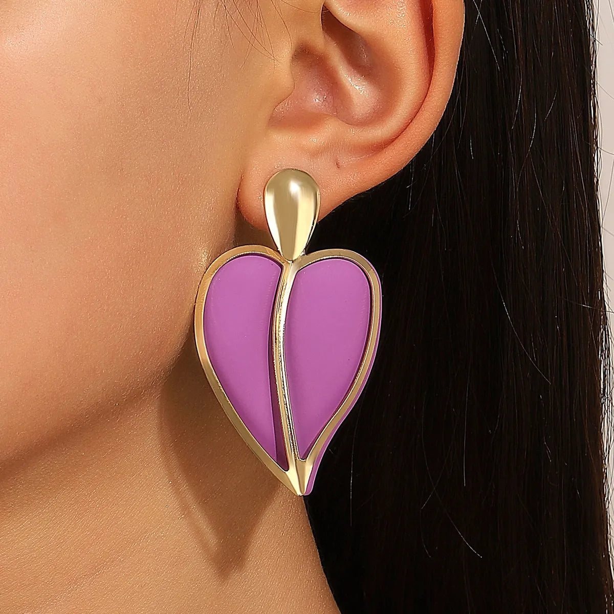 1 Pair Simple Style Heart Shape Plating Alloy 14k Gold Plated Ear Studs