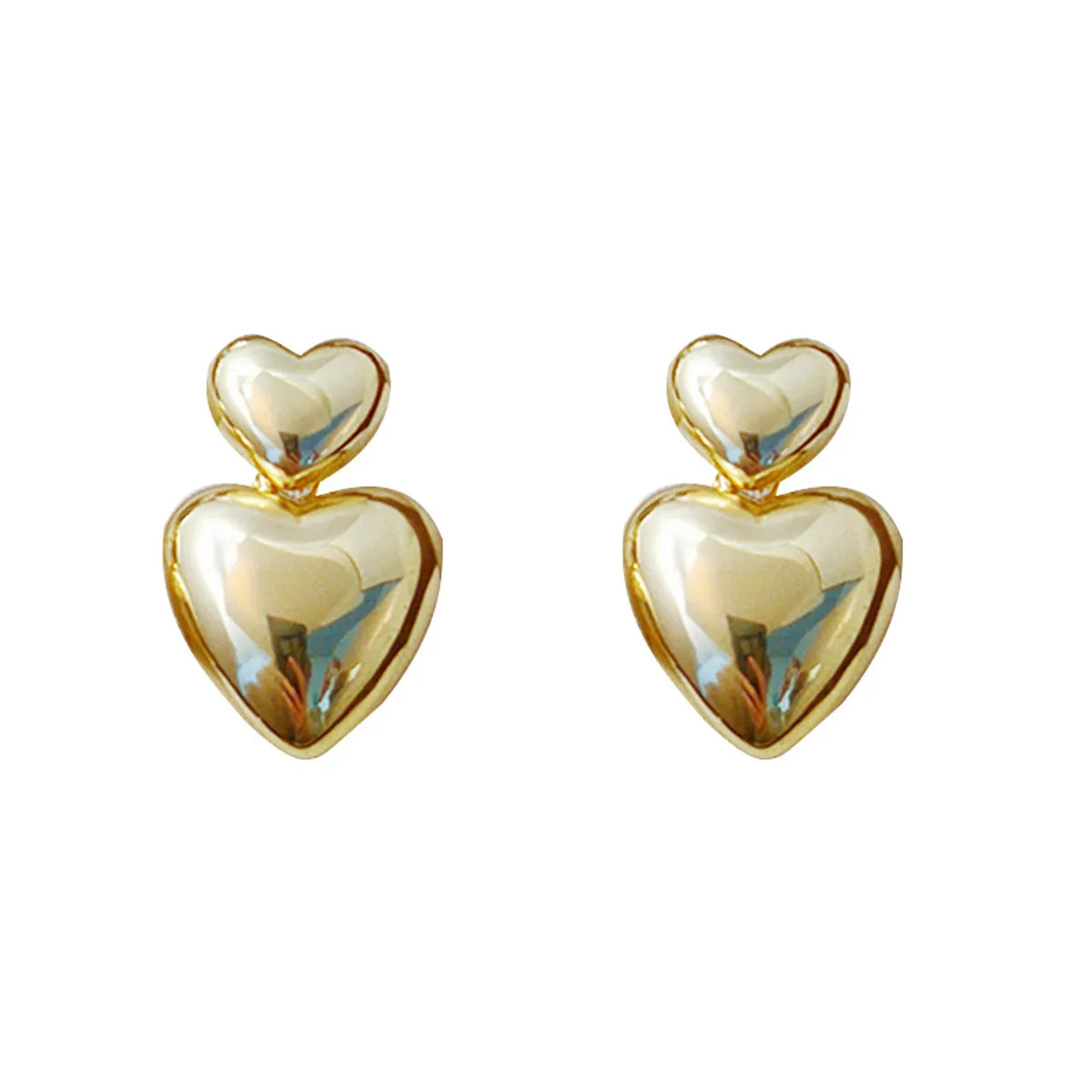 1 Pair Simple Style Heart Shape Plating Alloy 14k Gold Plated Silver Plated Drop Earrings