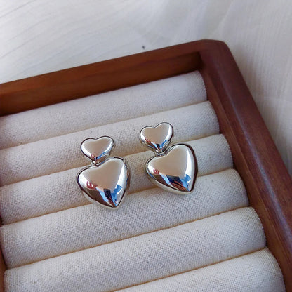 1 Pair Simple Style Heart Shape Plating Alloy 14k Gold Plated Silver Plated Drop Earrings