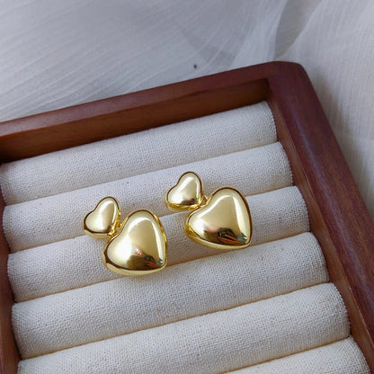 1 Pair Simple Style Heart Shape Plating Alloy 14k Gold Plated Silver Plated Drop Earrings