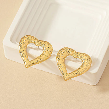 1 Pair Simple Style Heart Shape Plating Alloy Earrings