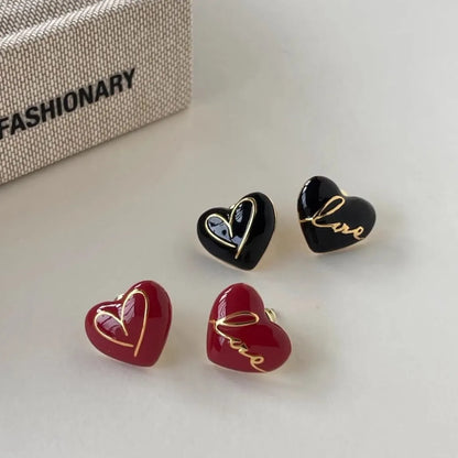 1 Pair Simple Style Heart Shape Plating Alloy Gold Plated Ear Studs