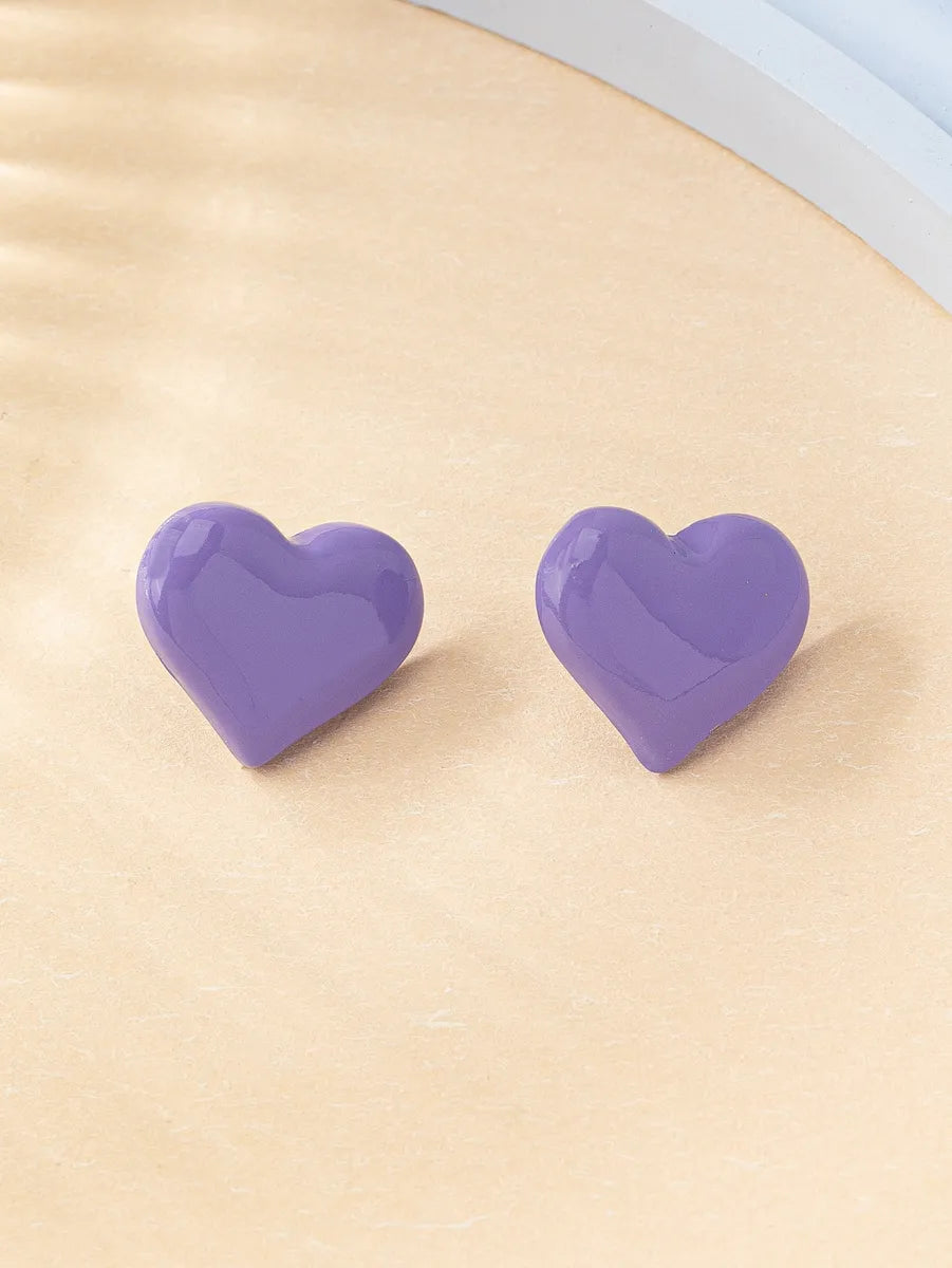 1 Pair Simple Style Heart Shape Plating Alloy Gold Plated Ear Studs