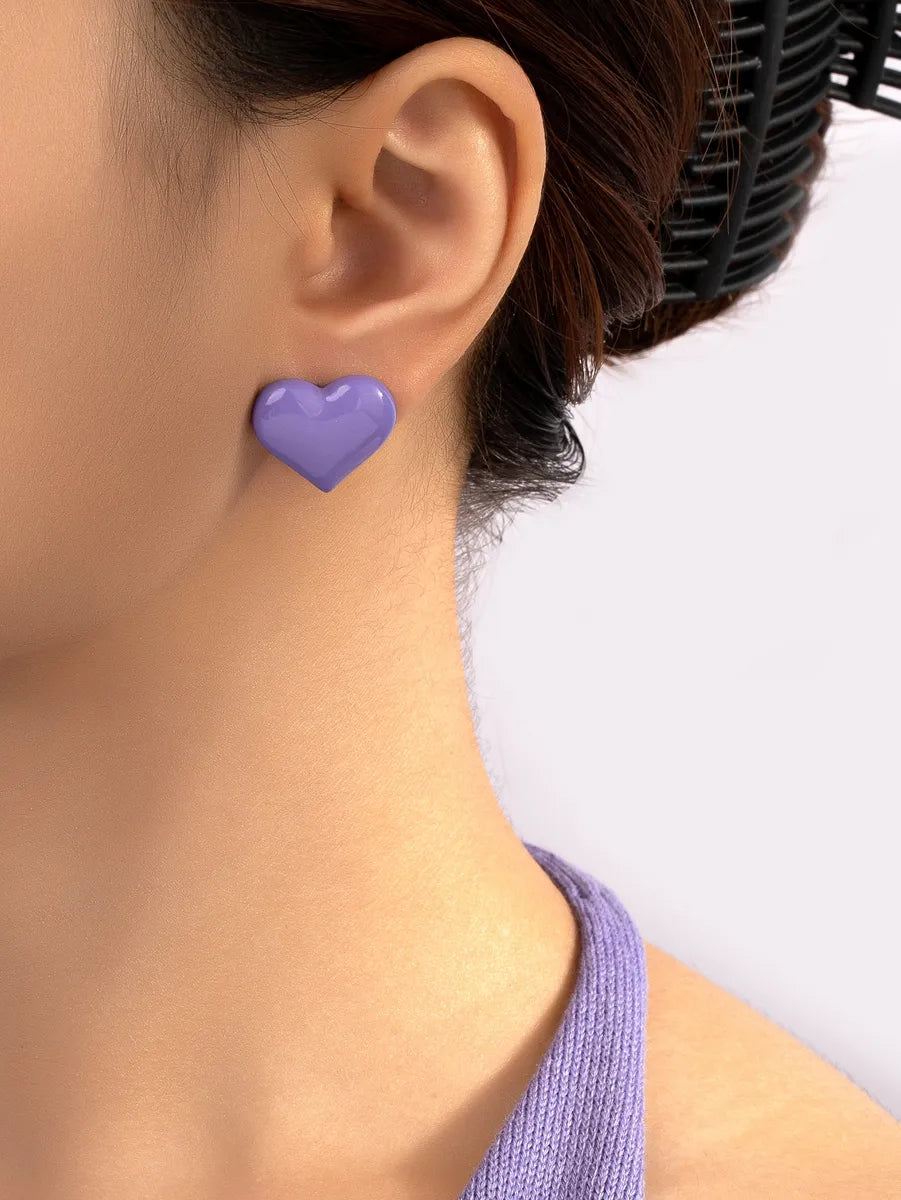 1 Pair Simple Style Heart Shape Plating Alloy Gold Plated Ear Studs