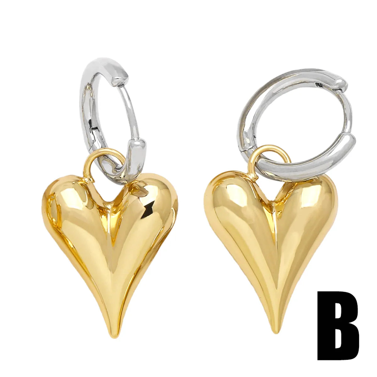 1 Pair Simple Style Heart Shape Plating Copper 18k Gold Plated Drop Earrings