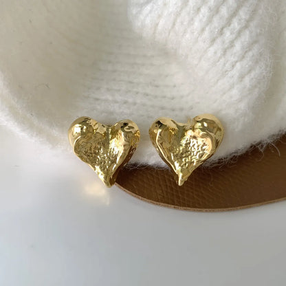 1 Pair Simple Style Heart Shape Plating Copper 18K Gold Plated Ear Studs