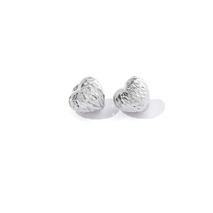 1 Pair Simple Style Heart Shape Plating Copper 18k Gold Plated White Gold Plated Ear Studs