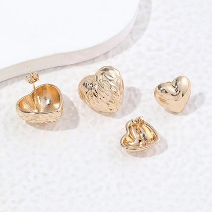 1 Pair Simple Style Heart Shape Plating Copper 18k Gold Plated White Gold Plated Ear Studs