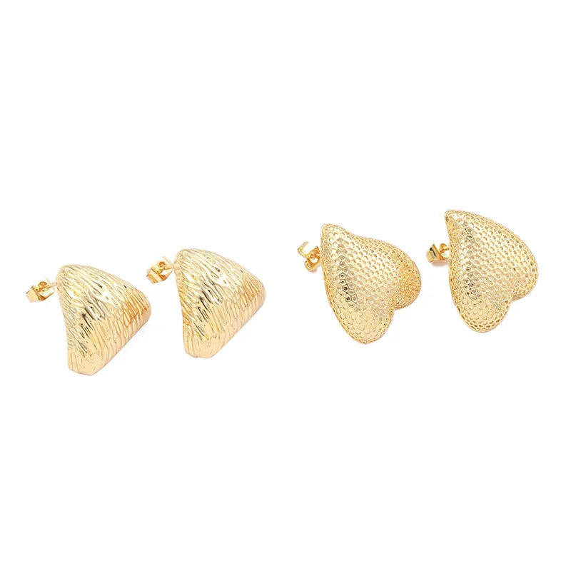 1 Pair Simple Style Heart Shape Plating Copper 18k Gold Plated White Gold Plated Ear Studs