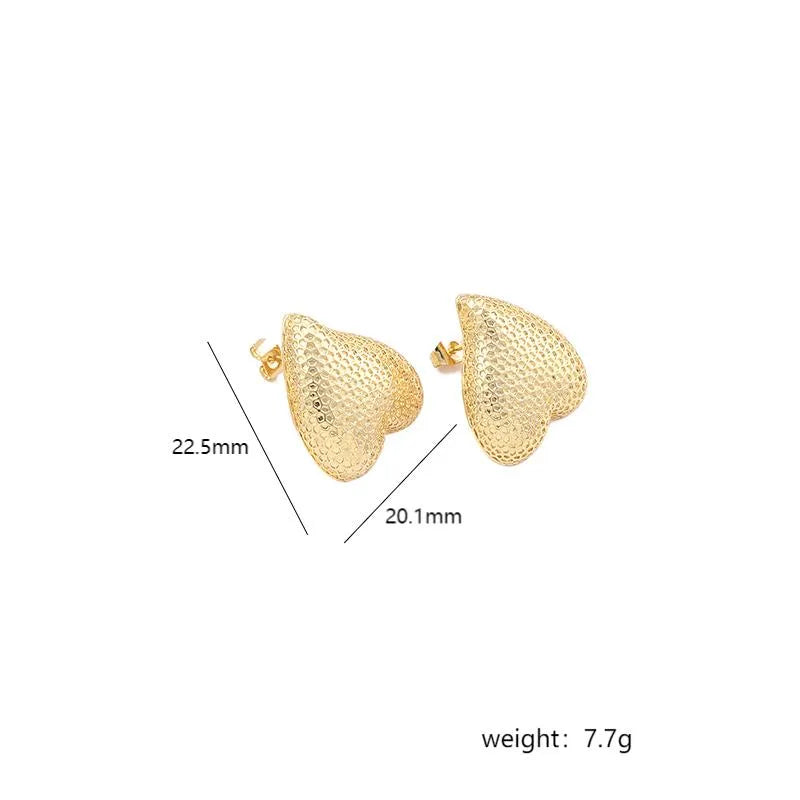 1 Pair Simple Style Heart Shape Plating Copper 18k Gold Plated White Gold Plated Ear Studs