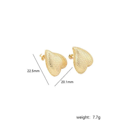 1 Pair Simple Style Heart Shape Plating Copper 18k Gold Plated White Gold Plated Ear Studs