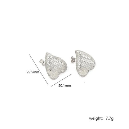 1 Pair Simple Style Heart Shape Plating Copper 18k Gold Plated White Gold Plated Ear Studs