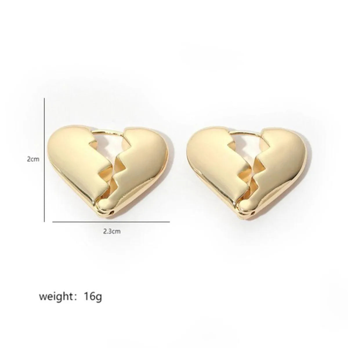 1 Pair Simple Style Heart Shape Plating Copper 18k Gold Plated White Gold Plated Earrings