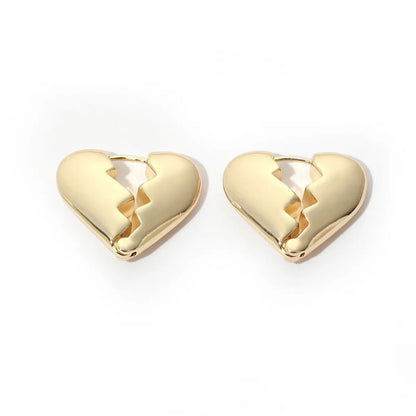 1 Pair Simple Style Heart Shape Plating Copper 18k Gold Plated White Gold Plated Earrings