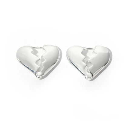 1 Pair Simple Style Heart Shape Plating Copper 18k Gold Plated White Gold Plated Earrings