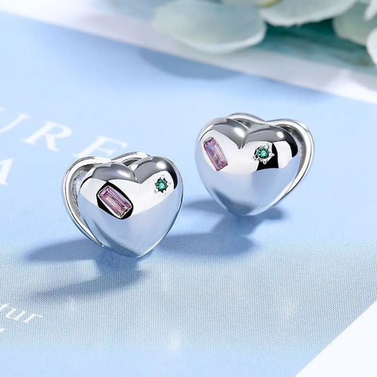 1 Pair Simple Style Heart Shape Plating Copper White Gold Plated Ear Studs